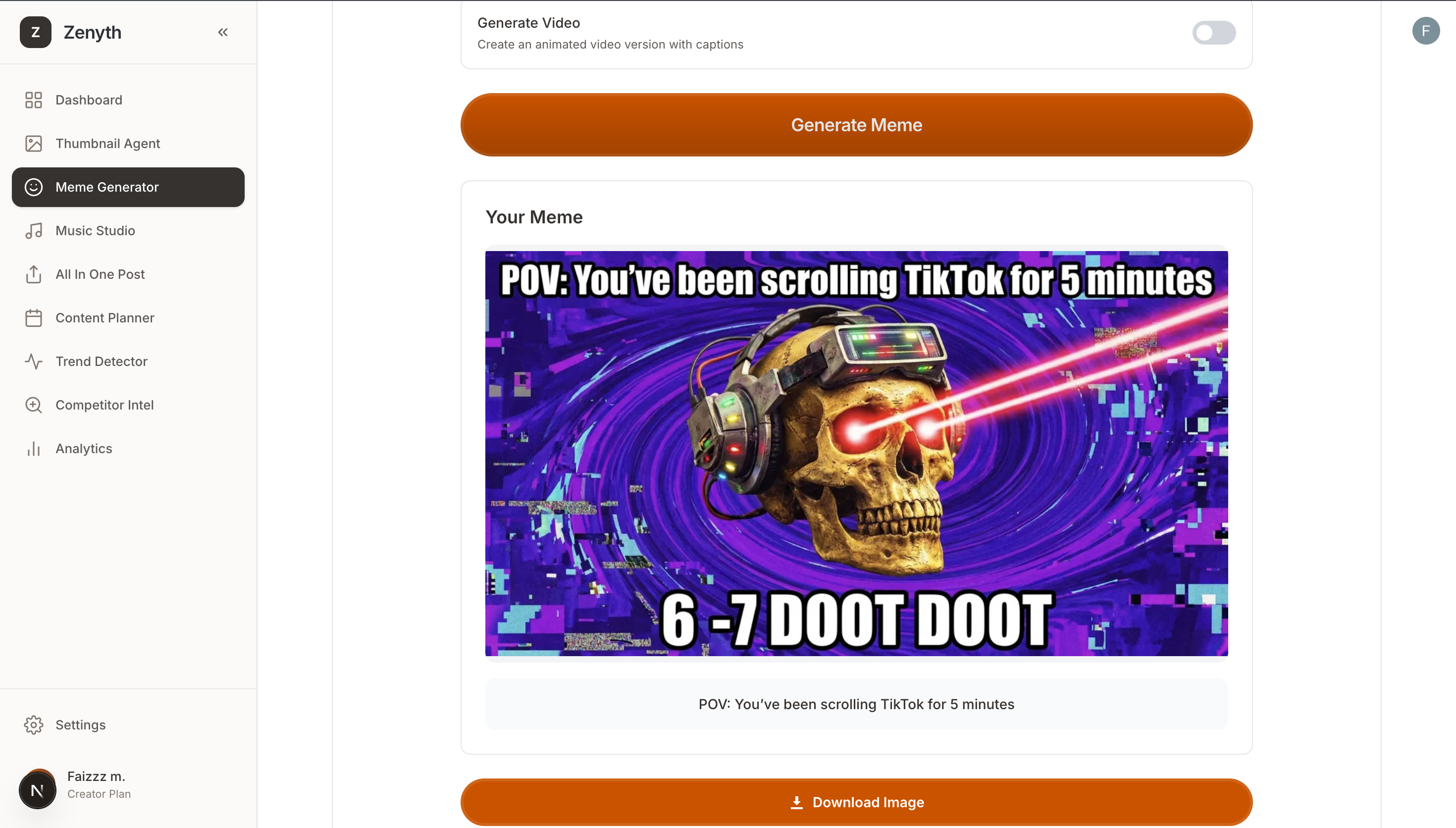AI Content Dashboard - Thumbnail Generator