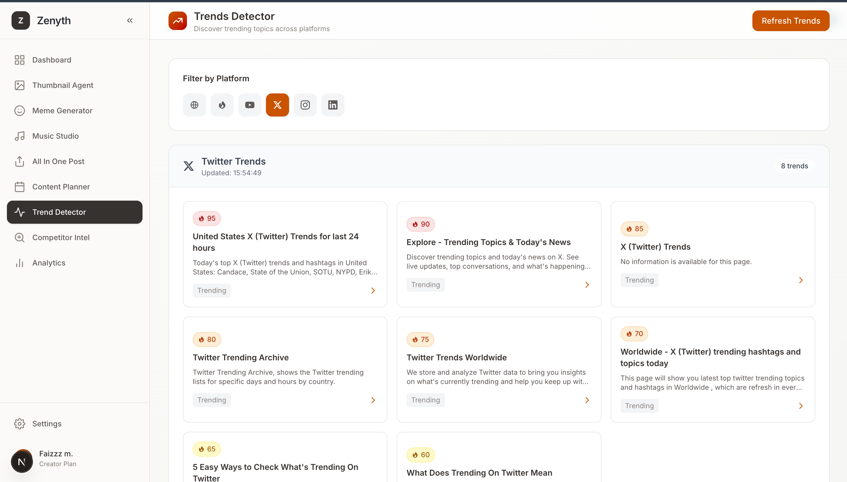 AI Content Dashboard - Content Planner